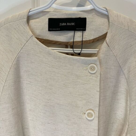 Zara Sand Texture Viscose Blend Belted Coat Jacket.Size M - Picture 9 of 16